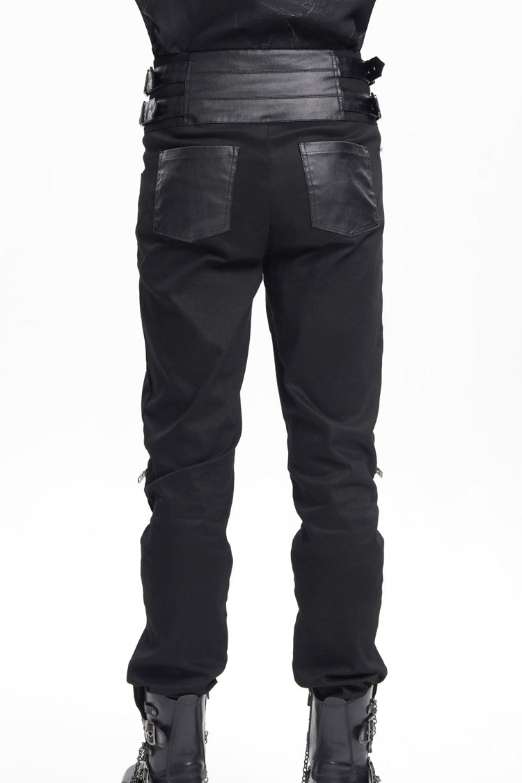 Men's Gothic Pants with Studs and Buckle-Up
