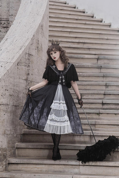 Vintage Lolita JSK Dress with Lace Print