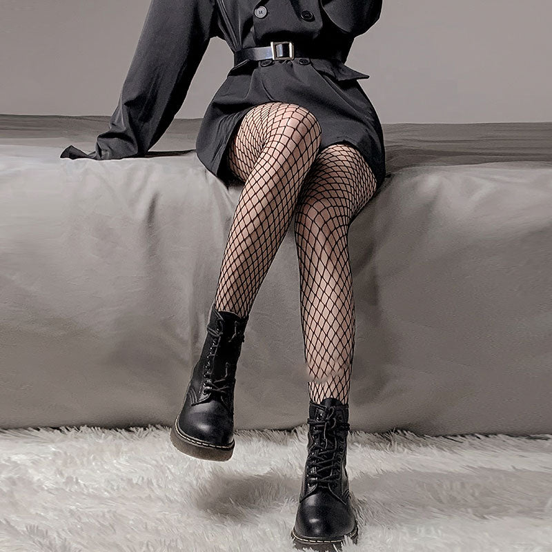 Black Hollow Out Black Fishnet Stockings