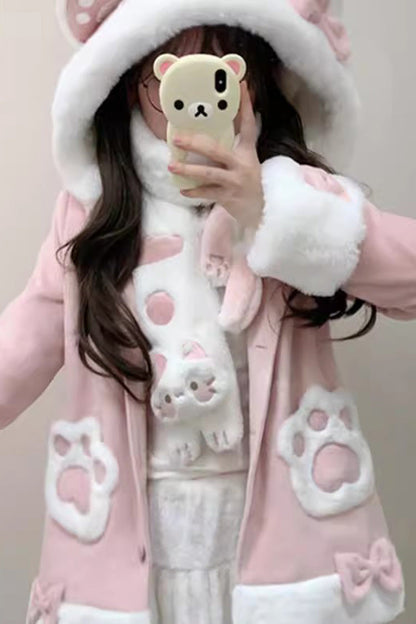 Calico Cat Long-Sleeve Hooded Daily Sweet Lolita Coat in Three Colors