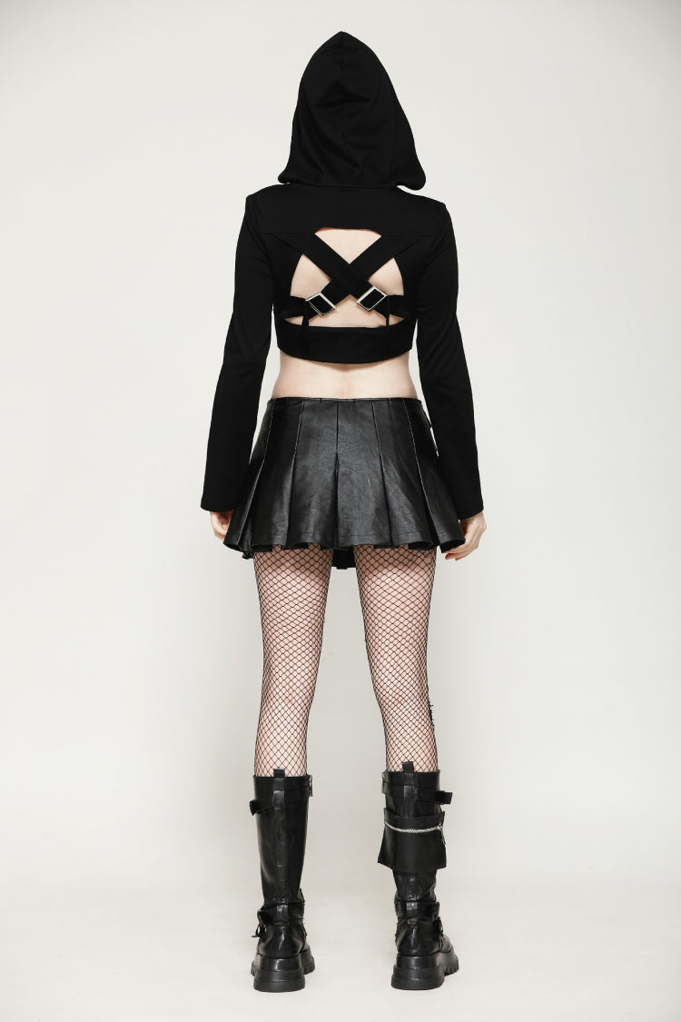 Ebony Buckled PU Mini Skirt with Faux Leather and Pleats - Femme