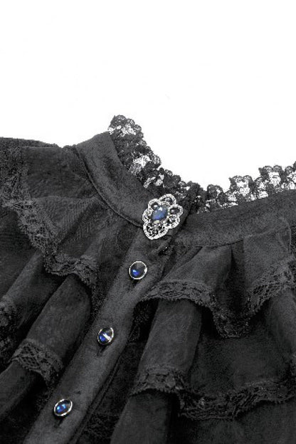 Women's Gothic Wedding Dress with Ruffled Lace and Lace-Up