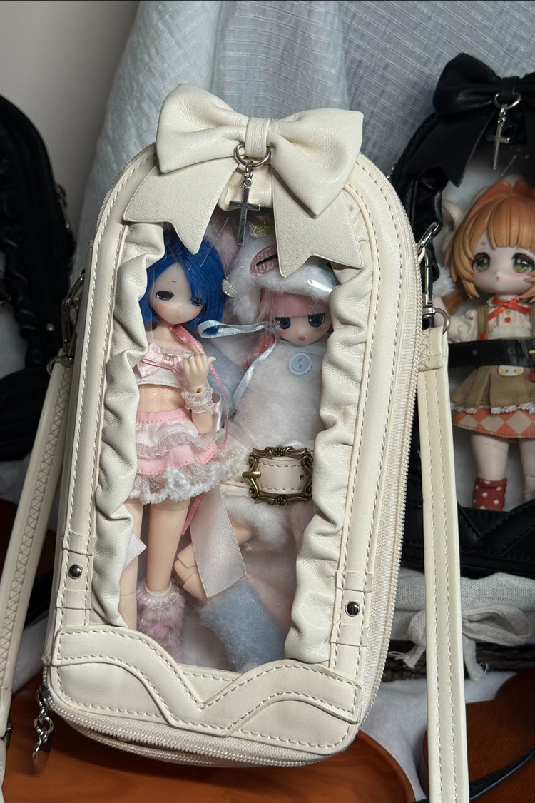 Gothic Ita Bag with Cross Bow and Gathered Trim Window Doll Design