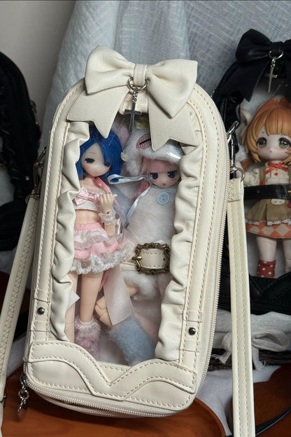 Gothic Ita Bag with Cross Bow and Gathered Trim Window Doll Design