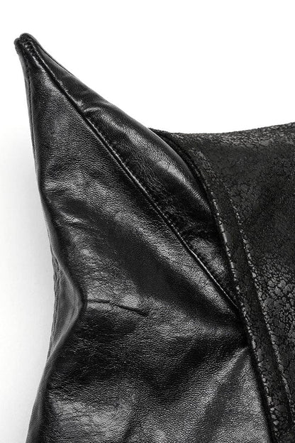 Steampunk Short Coat with Faux Leather and Zipper