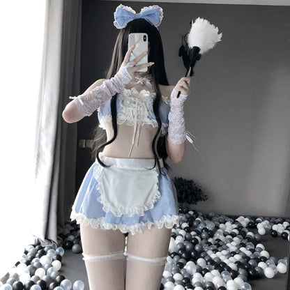 Ensemble de lingerie Sweet Maid avec tablier et ruban en dentelle