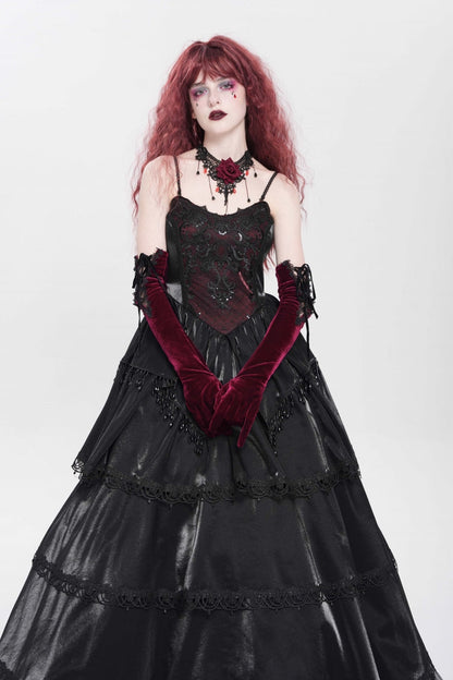 Pearl Embroidered Gothic Slip Dress