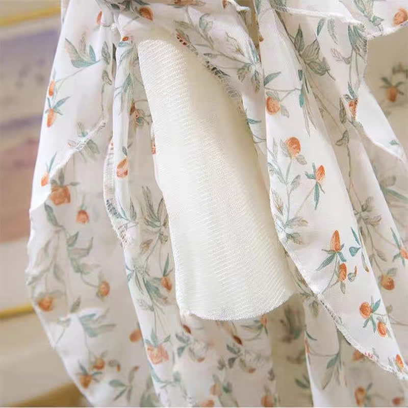 Chemise en mousseline de soie à imprimé floral et jupe fleurie