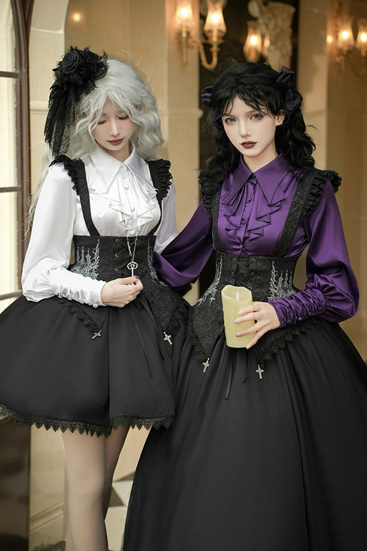 Embroidery Lace-Up Sleeveless Gothic Support Dress