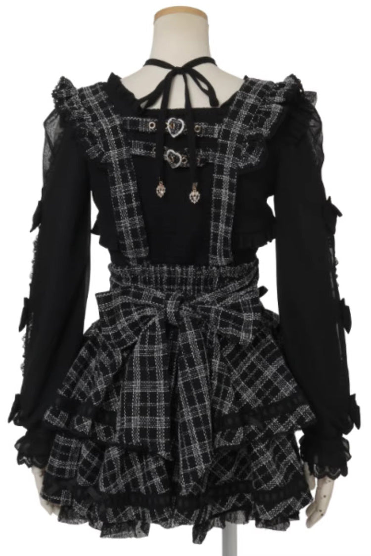 Multi-Layer Printed Ruffled Lace Suspender Skirt Three Colors