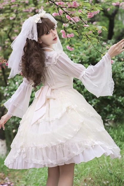 Jacquard Bowknot Jsk Dress - Sweet Elegant Lolita Multi-Layer