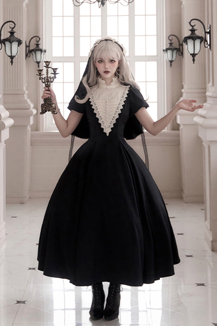Letters and Poems Nocturne Nun Long Sleeves Ruffle Gothic Lolita Long Dress