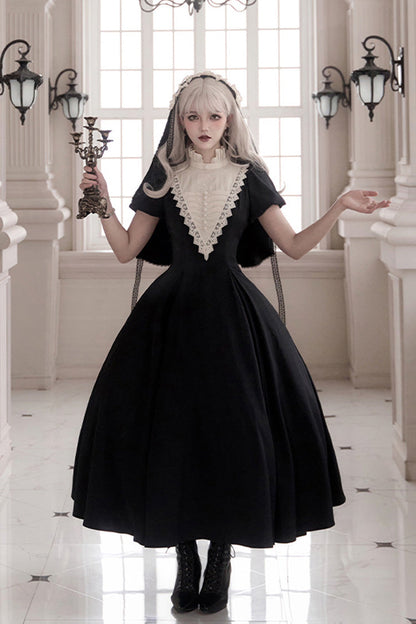 Letters and Poems Nocturne Nun Long Sleeves Ruffle Gothic Lolita Long Dress