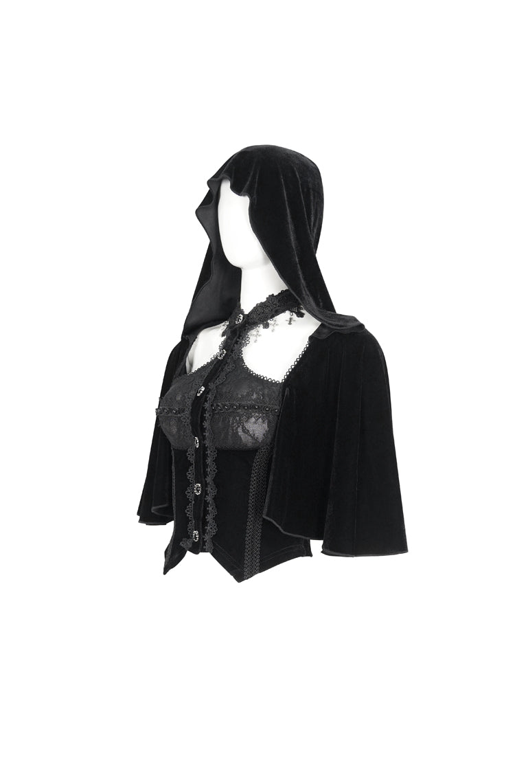 Hooded Gothic Cloak with Lace Details