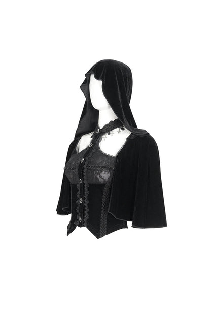Hooded Gothic Cloak with Lace Details