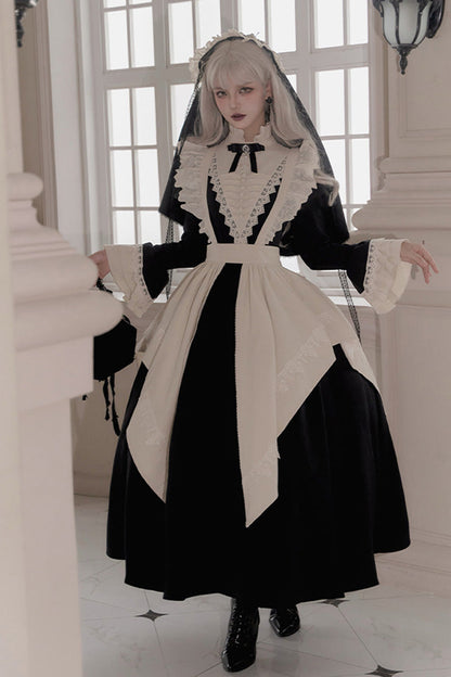 Letters and Poems Nocturne Nun Long Sleeves Ruffle Gothic Lolita Long Dress