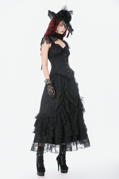 Underbust Corset with Lace-Up and Asymmetric Hem - NoirEdge