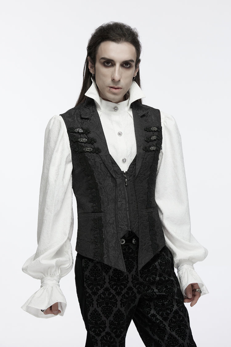 Zippered Jacquard Waistcoat with Buckle for Men - NoirEdge
