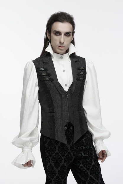 Zippered Jacquard Waistcoat with Buckle for Men - NoirEdge