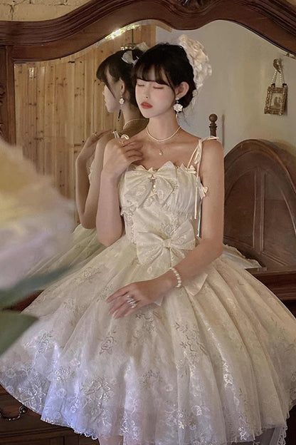 Embroidered Hanayome Bow Sweet JSK Dress