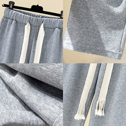 Grey Pants Zipper Pocket Set Outerwear Plush