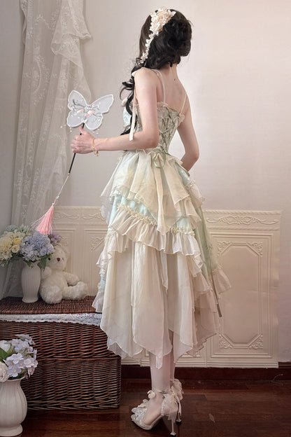 Emerald Chinese Ballet Lolita JSK Long Set - Tea Bamboo Song