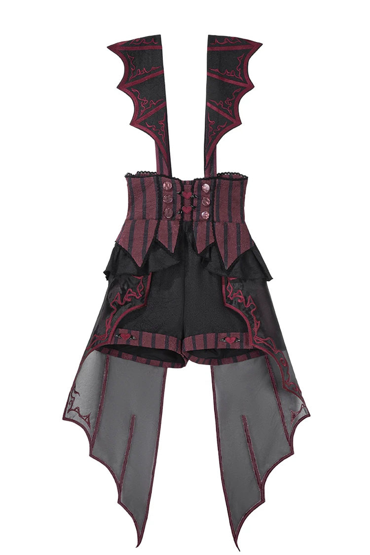 Demon Ritual Stand Collar Ouji Shorts Set with Embroidery - Noir