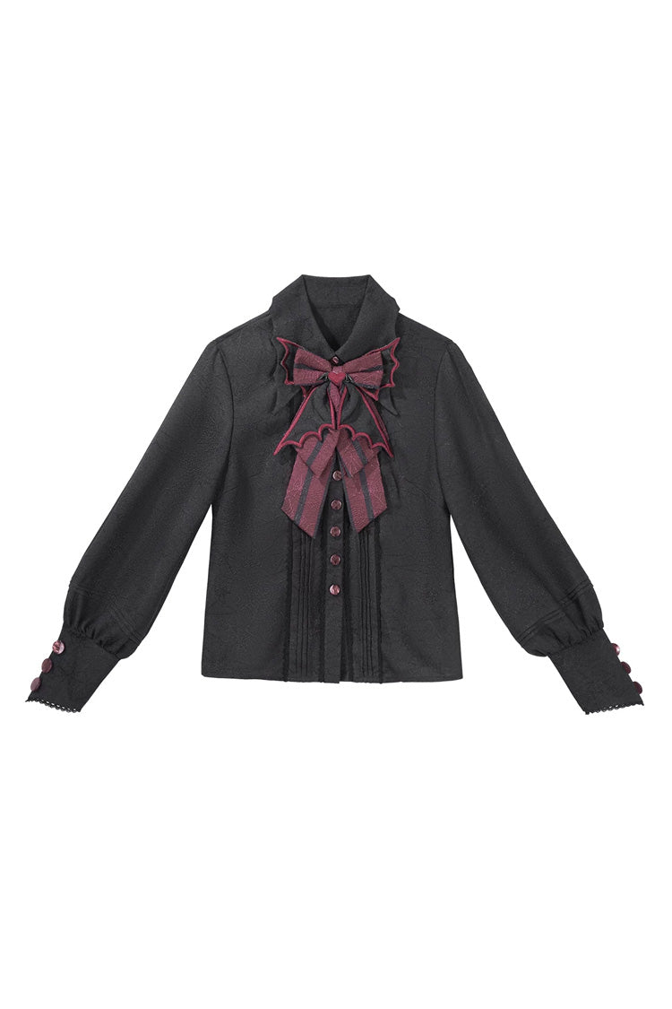 Demon Ritual Stand Collar Ouji Shorts Set with Embroidery - Noir