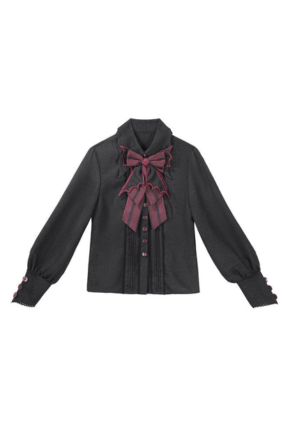 Demon Ritual Stand Collar Ouji Shorts Set with Embroidery - Noir