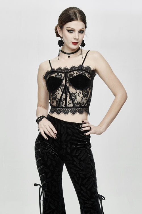 Gothic Corset with Lace Halter and Flocking Ribbon Details
