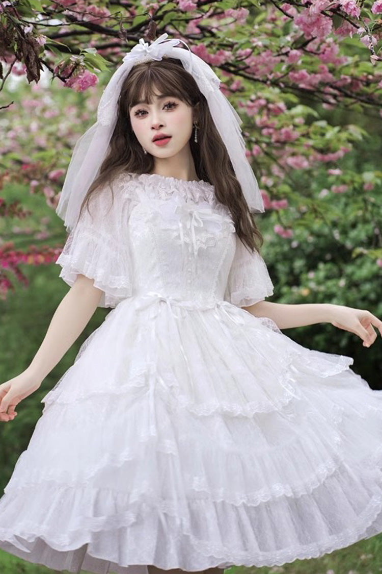 Jacquard Bowknot Jsk Dress - Sweet Elegant Lolita Multi-Layer