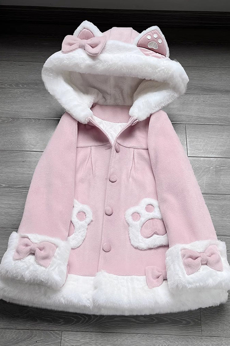 Calico Cat Long-Sleeve Hooded Daily Sweet Lolita Coat in Three Colors