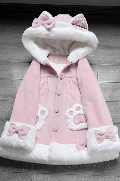 Calico Cat Long-Sleeve Hooded Daily Sweet Lolita Coat in Three Colors