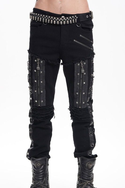 Gothic Pants with Eyelets, Chains, and Studs