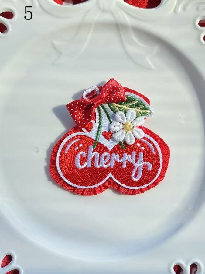 11 Options Bowknot Decorated Cherry/Strawberry/Cake Brooch/Hairclip