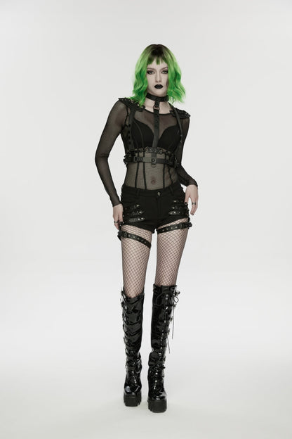 Punk Shorts for Her with Studded Details and Detachable Leg Harnesses