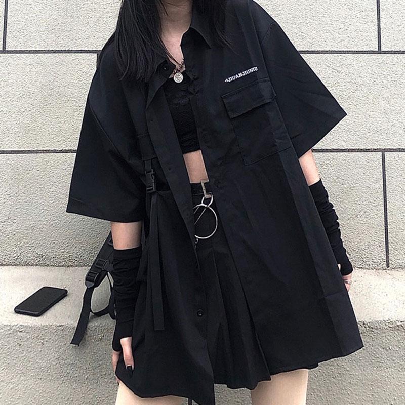 Black Dark Pocket T-Shirt Skirt Set