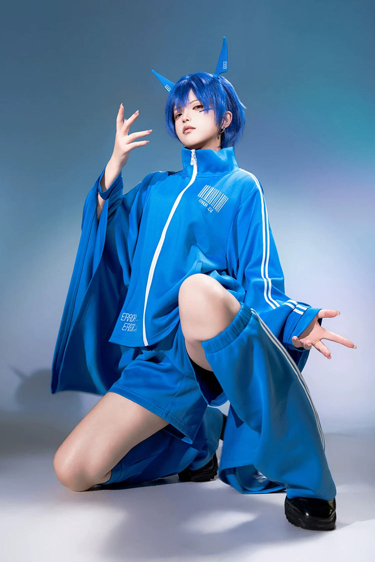 Stand-Collar Gothic Prince Coat with Trumpet Sleeves and Shorts
