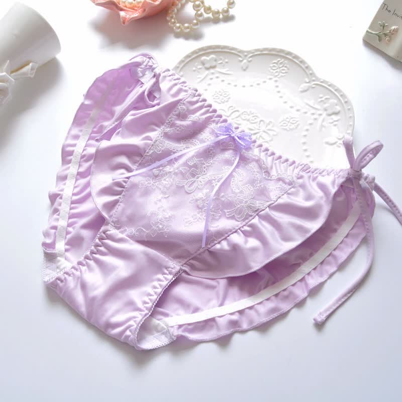 Bow knot Flouncing Lace-up Panty