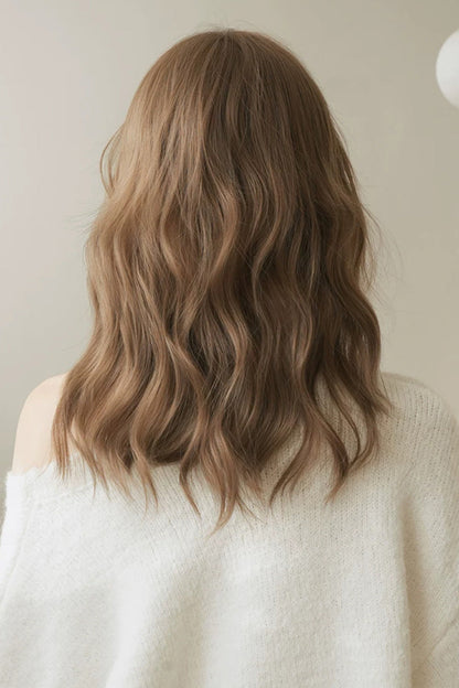 Warm Brown Curly Wool Sweet Lolita Wig with Full Air Bangs