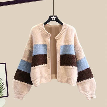 Cardigan Skirt Sweater Shirt Colorblock Stripe Denim