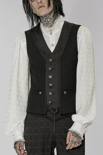 Gothic Jacquard V-Neck Embroidered Lace Short Waistcoat