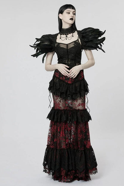 Sheer Lace Trim Gothic Sleeveless Sling Top in Black - NoirEdge
