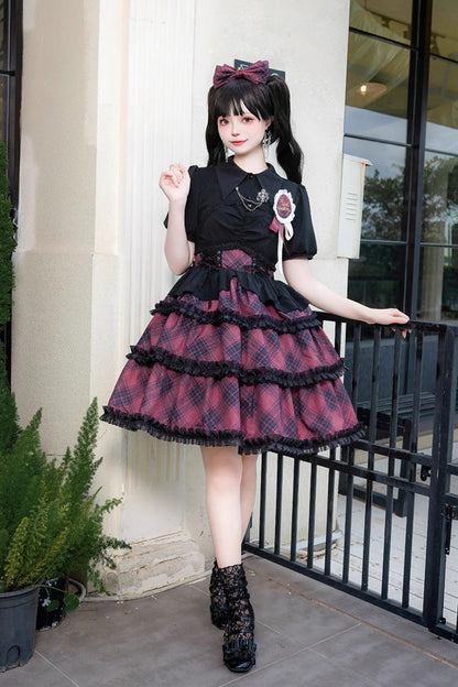 Multi-Layer Margaret Plaid Sleeveless Sweet Lolita Dress