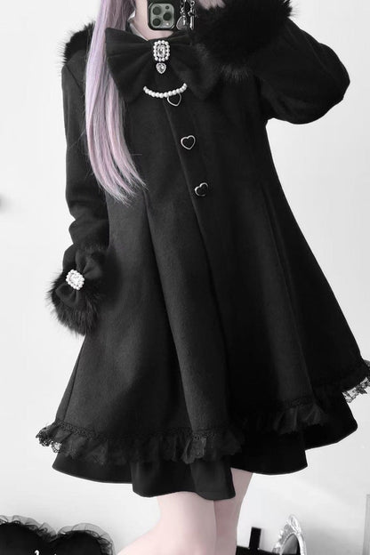 Bowknot Rabbit Ears Detachable Hooded Jirai Kei Coat