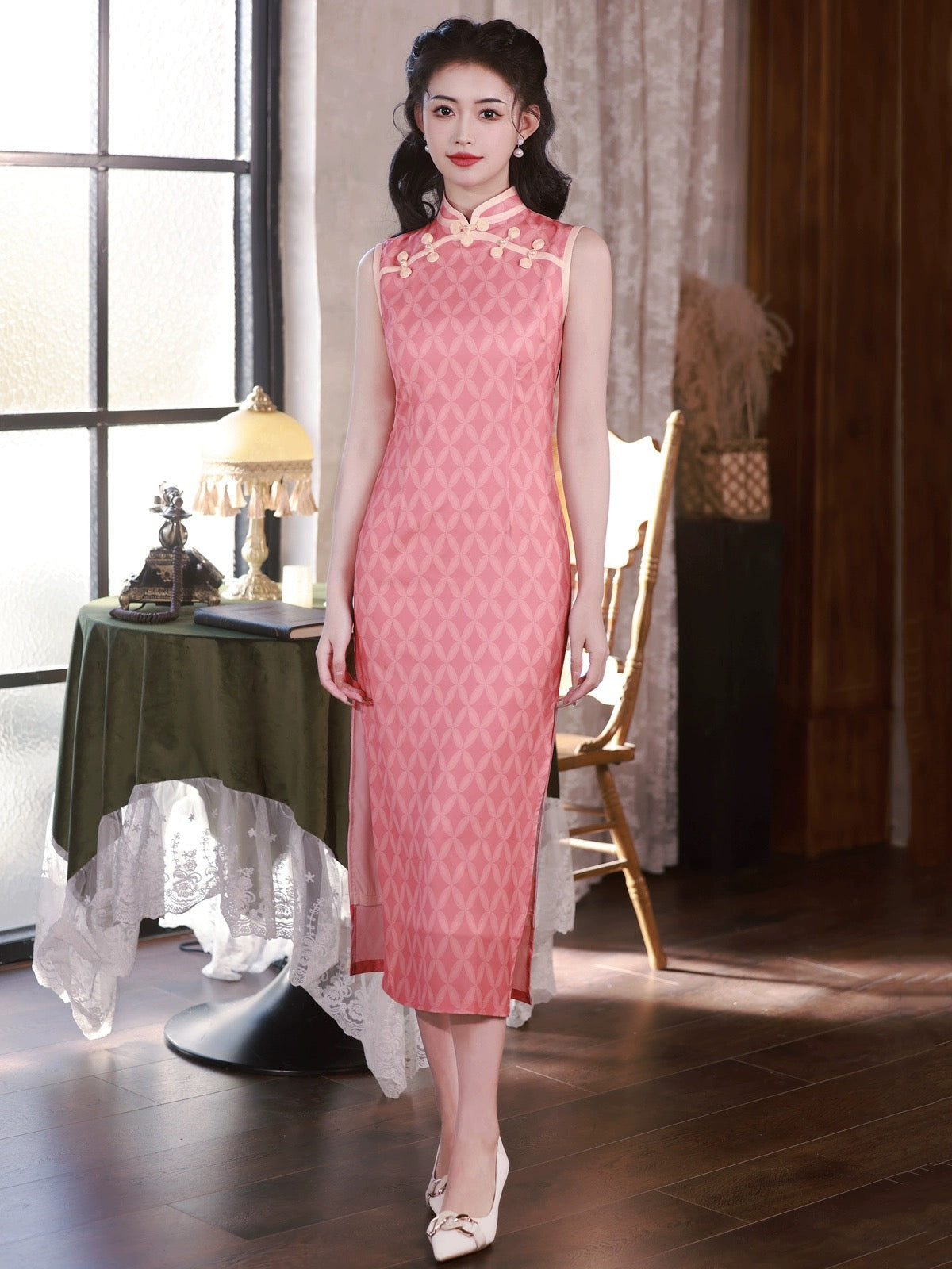 Cheongsam rose élégant