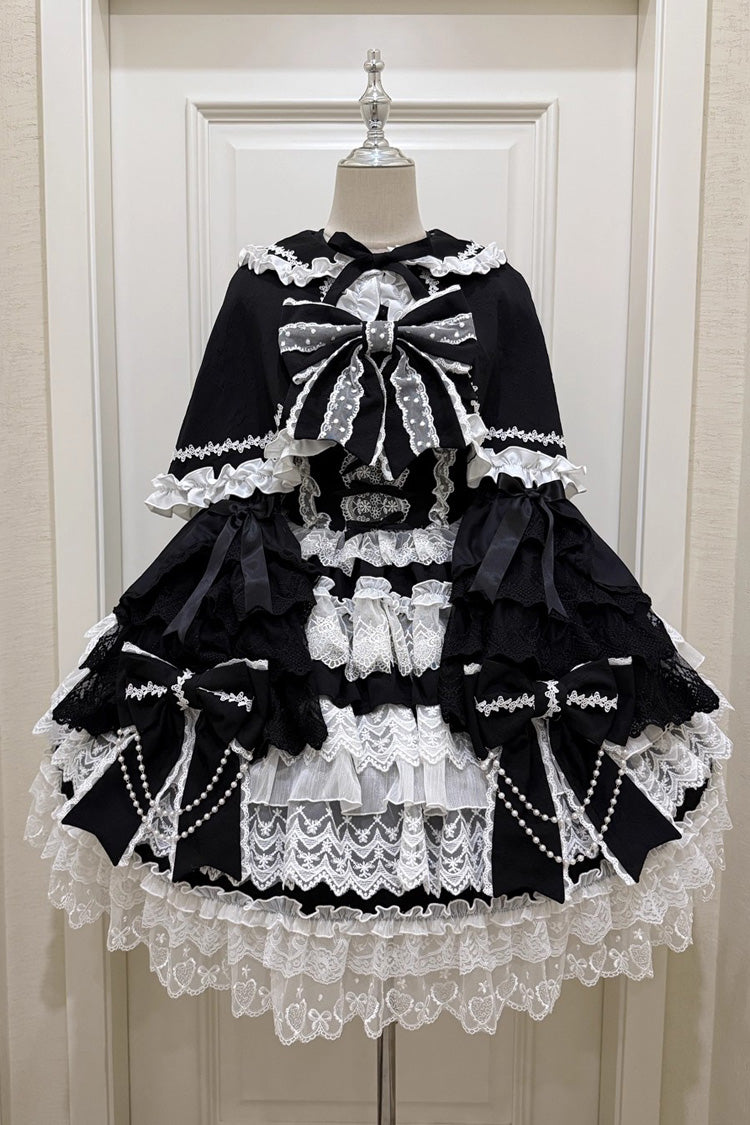 Knot of the Crossed Heart Sleeveless Multi-Layered Ruffle Hanayome Cardigan Bowknot Lace Lace-Up Sweet Lolita Jsk Dress