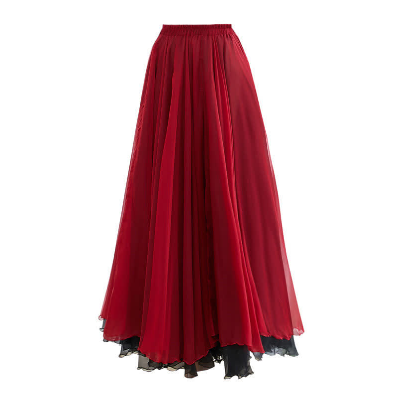 Vintage Mesh Spilce T-Shirt Flowy Double Skirt