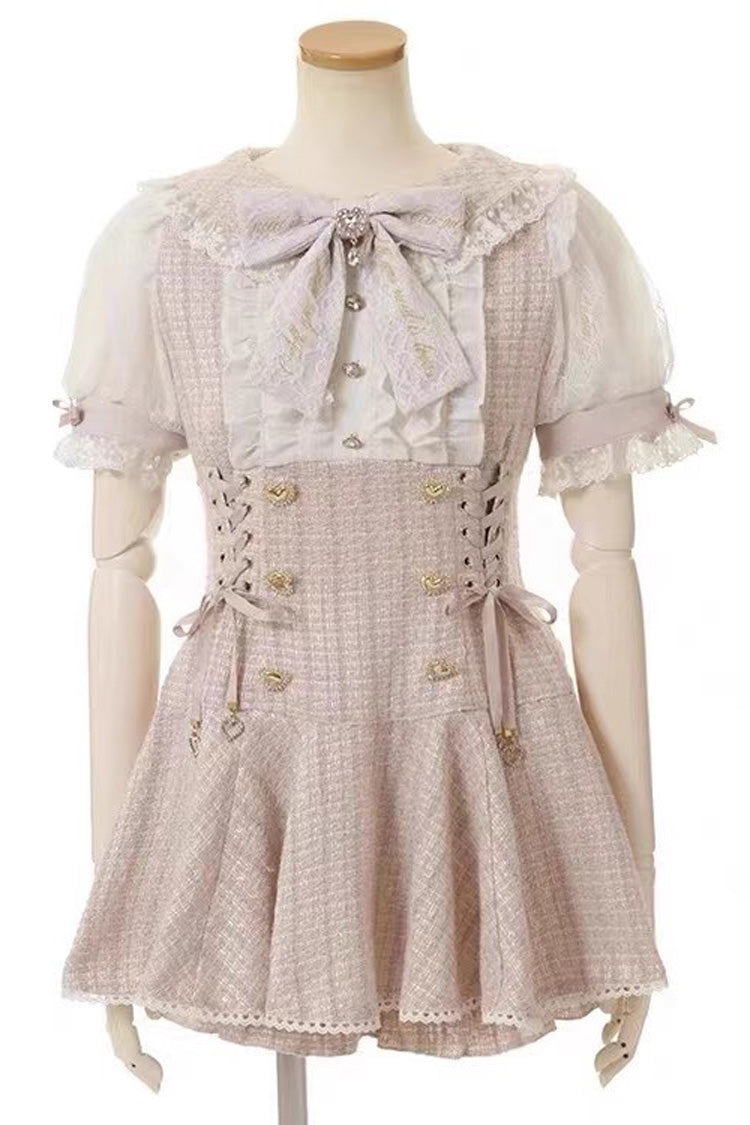 Lace Sweet Dress Blouse Shorts Set Two Colors