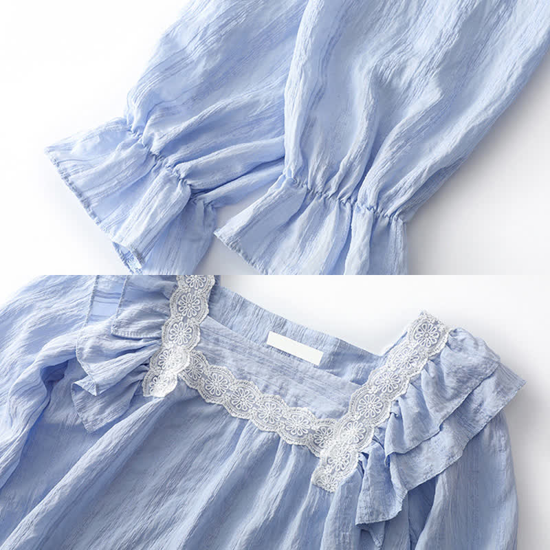 Loose Waist Flouncing Skirt High Pleated Shirt